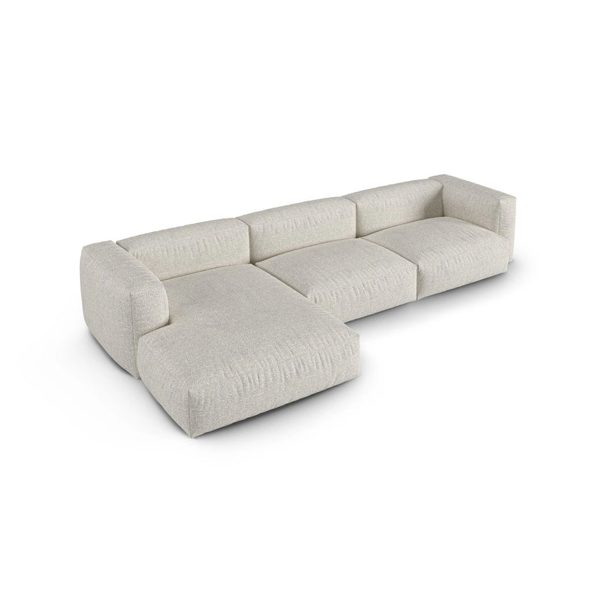 Martina modulares Ecksofa, Linke Seite, Sitztiefe 90 cm, aus Boucle in Grau Beige meliert (Monet Pearl), 330x176 cm von Micadoni – Bild 4