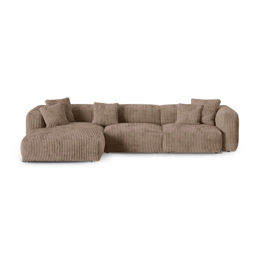 Martina modulares Ecksofa, Linke Seite, Sitztiefe 90 cm, aus Cord in Acorn (Tilia 17), 330x176 cm von Micadoni – Bild 1
