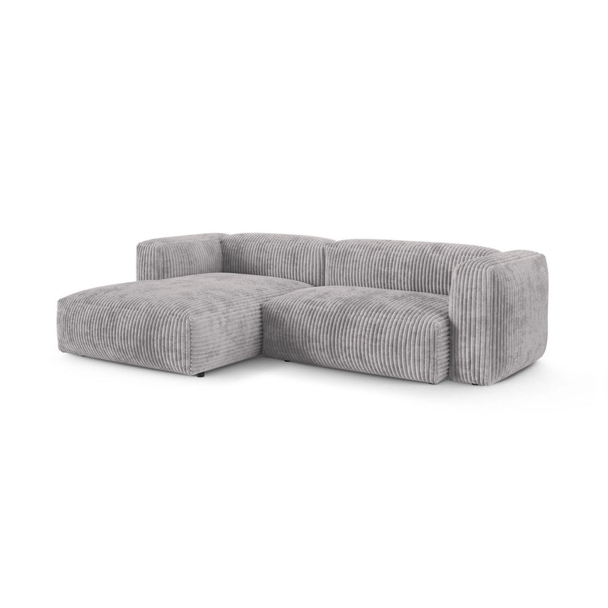 Martina modulares Ecksofa, Linke Seite, Sitztiefe 90 cm, aus Cord in Hellgrau (Tilia 86), 280x176 cm von Micadoni – Bild 3