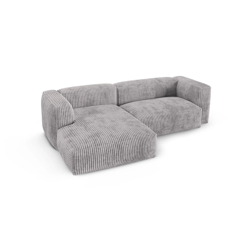 Martina modulares Ecksofa, Linke Seite, Sitztiefe 90 cm, aus Cord in Hellgrau (Tilia 86), 280x176 cm von Micadoni – Bild 4