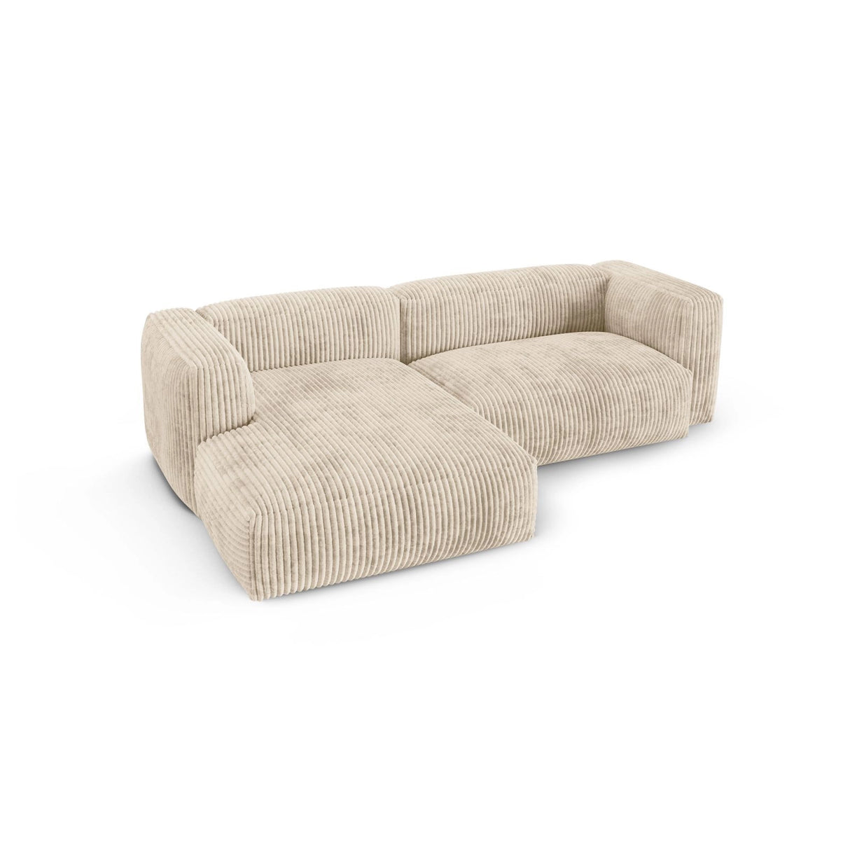 Martina modulares Ecksofa, Linke Seite, Sitztiefe 90 cm, aus Cord in Leichtes Beige (Tilia 03), 280x176 cm von Micadoni – Bild 4