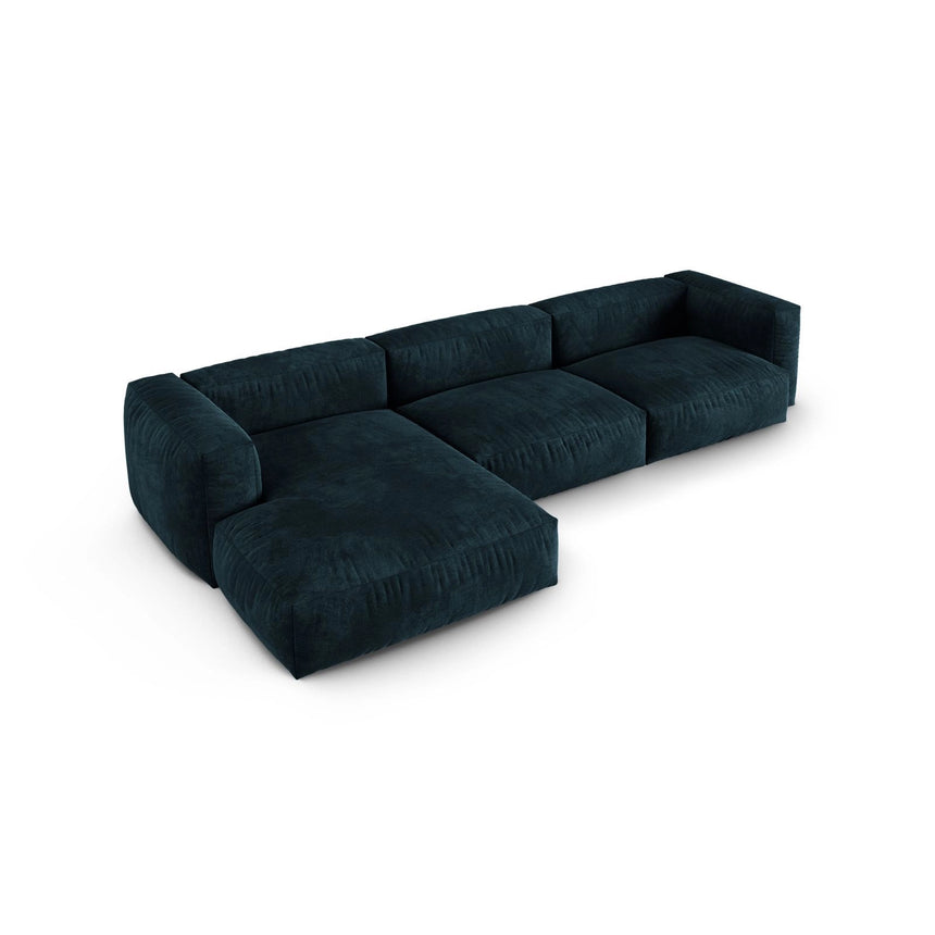 Martina modulares Ecksofa, Linke Seite, Sitztiefe 90 cm, aus Samt in Deep Petrol (Vogue 13), 330x176 cm von Micadoni – Bild 4