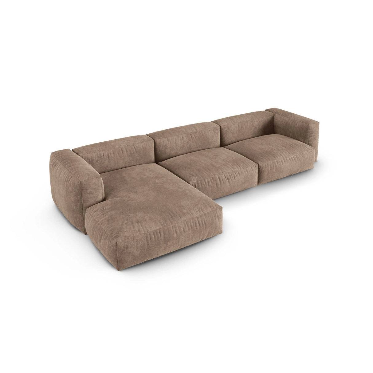 Martina modulares Ecksofa, Linke Seite, Sitztiefe 90 cm, aus Samt in Dunkelbeige (Vogue 3), 330x176 cm von Micadoni – Bild 4