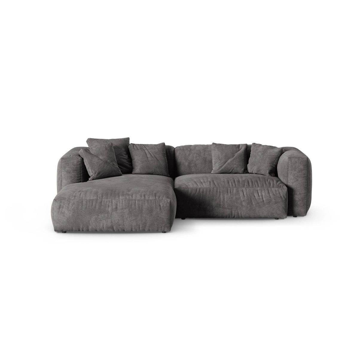 Martina modulares Ecksofa, Linke Seite, Sitztiefe 90 cm, aus Samt in Grau (Vogue 15), 280x176 cm von Micadoni – Bild 1