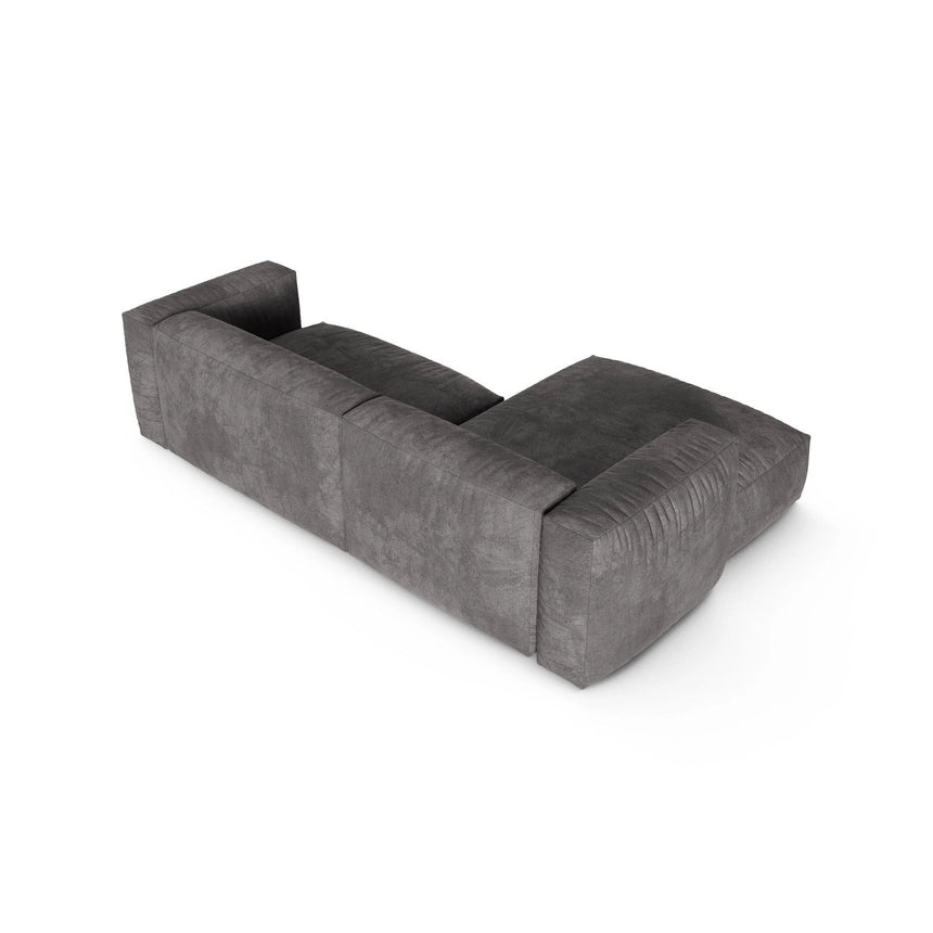 Martina modulares Ecksofa, Linke Seite, Sitztiefe 90 cm, aus Samt in Grau (Vogue 15), 280x176 cm von Micadoni – Bild 5