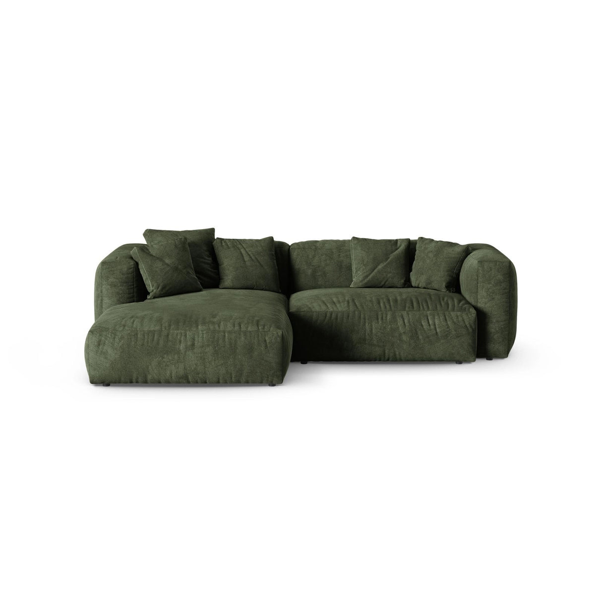 Martina modulares Ecksofa, Linke Seite, Sitztiefe 90 cm, aus Samt in Grün (Vogue 11), 280x176 cm von Micadoni – Bild 1