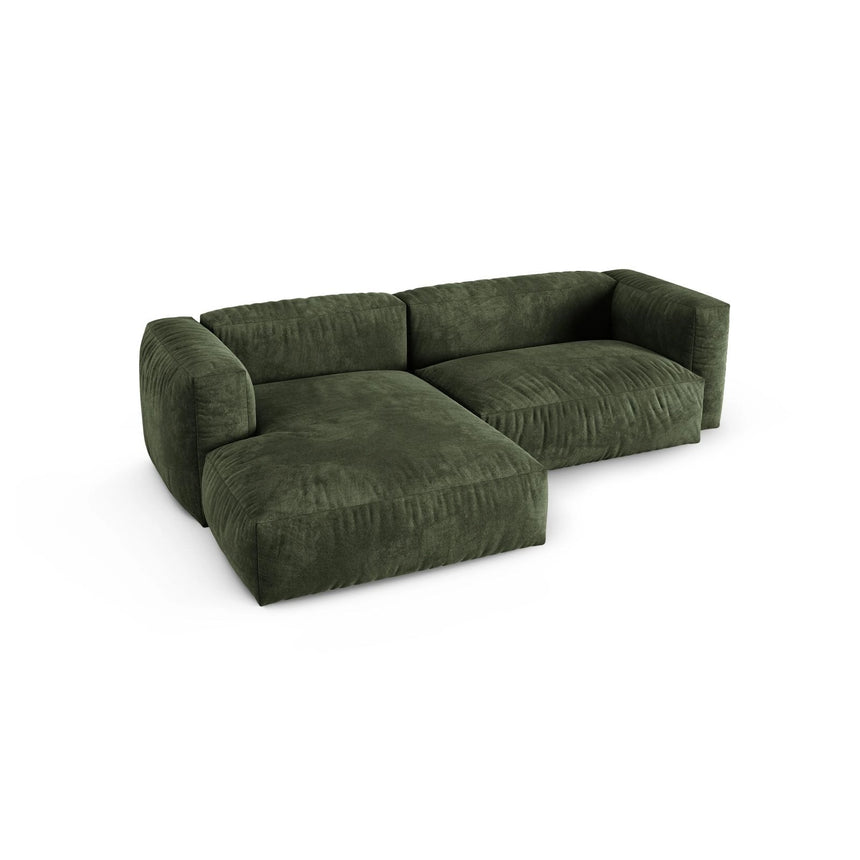 Martina modulares Ecksofa, Linke Seite, Sitztiefe 90 cm, aus Samt in Grün (Vogue 11), 280x176 cm von Micadoni – Bild 4