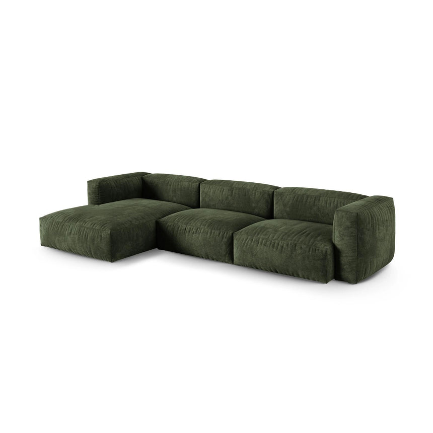 Martina modulares Ecksofa, Linke Seite, Sitztiefe 90 cm, aus Samt in Grün (Vogue 11), 330x176 cm von Micadoni – Bild 3