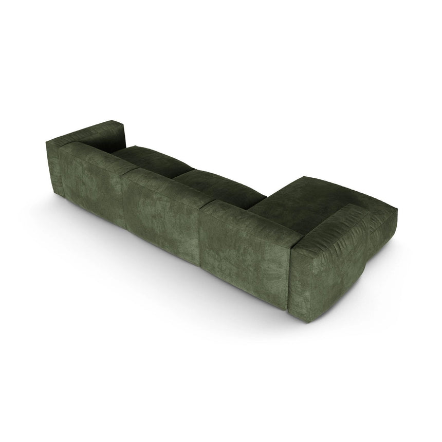 Martina modulares Ecksofa, Linke Seite, Sitztiefe 90 cm, aus Samt in Grün (Vogue 11), 330x176 cm von Micadoni – Bild 5