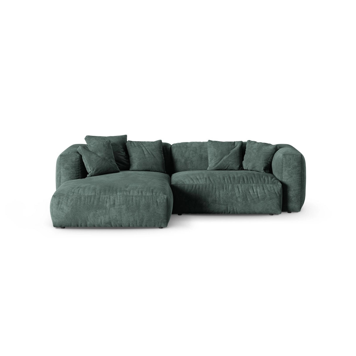 Martina modulares Ecksofa, Linke Seite, Sitztiefe 90 cm, aus Samt in Petrol (Vogue 12), 280x176 cm von Micadoni – Bild 1