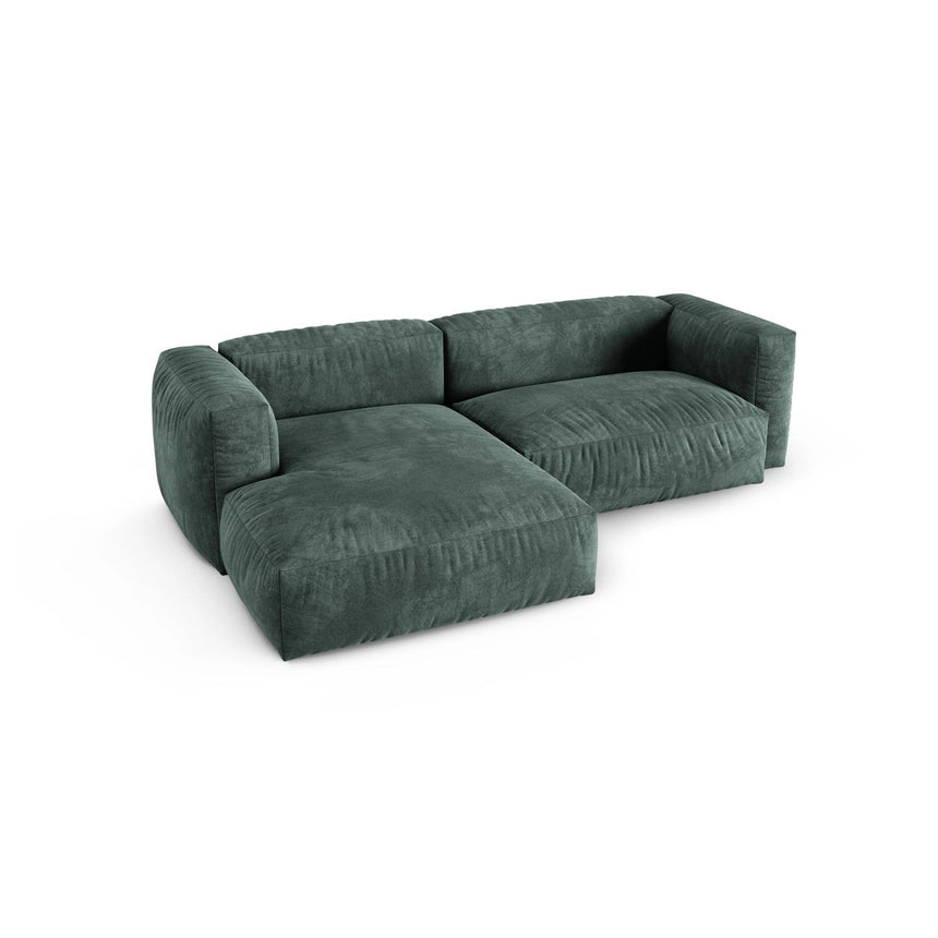 Martina modulares Ecksofa, Linke Seite, Sitztiefe 90 cm, aus Samt in Petrol (Vogue 12), 280x176 cm von Micadoni – Bild 4