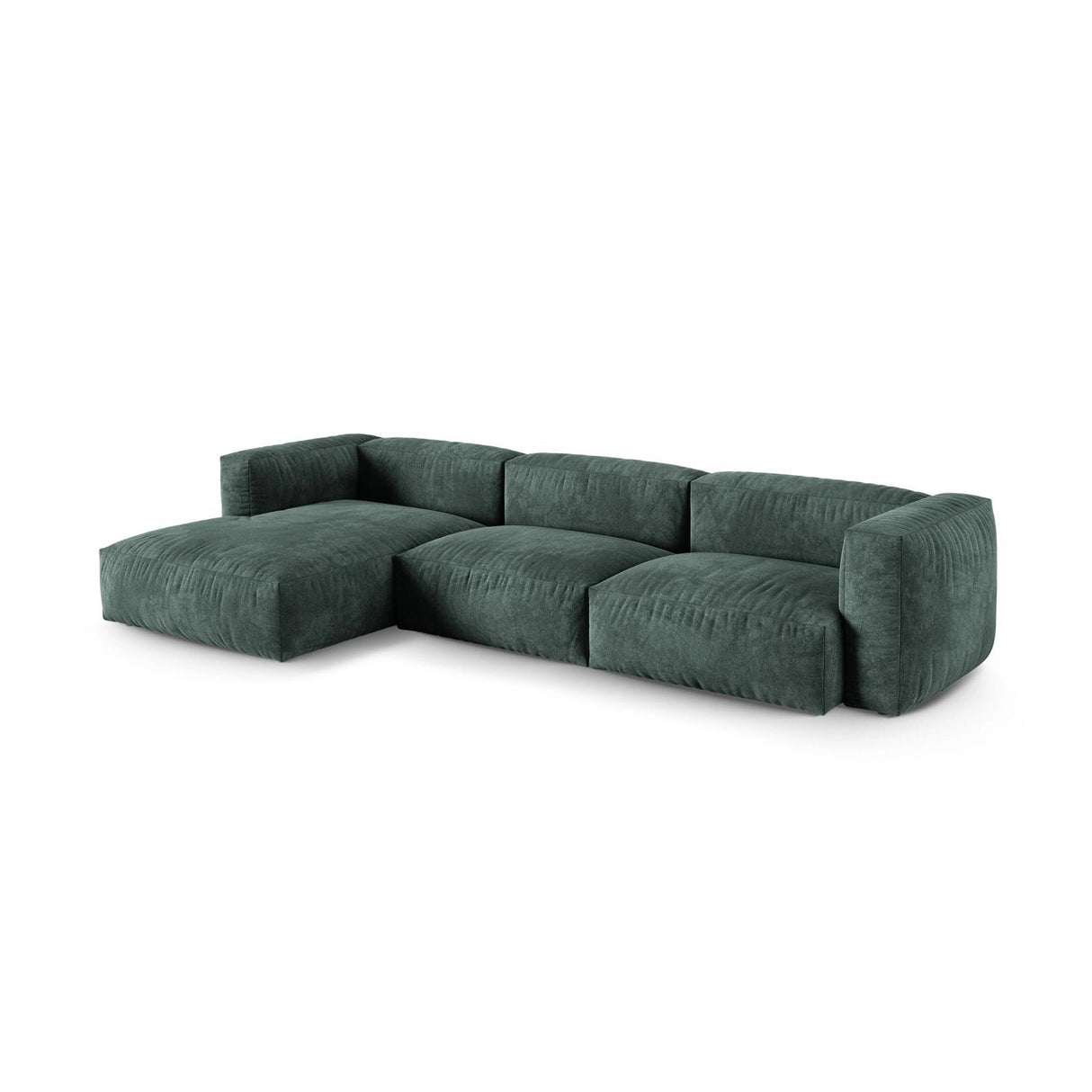 Martina modulares Ecksofa, Linke Seite, Sitztiefe 90 cm, aus Samt in Petrol (Vogue 12), 330x176 cm von Micadoni – Bild 3