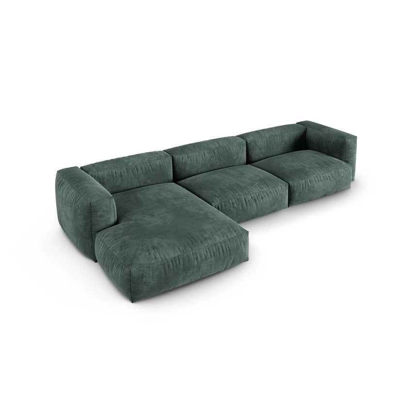 Martina modulares Ecksofa, Linke Seite, Sitztiefe 90 cm, aus Samt in Petrol (Vogue 12), 330x176 cm von Micadoni – Bild 4