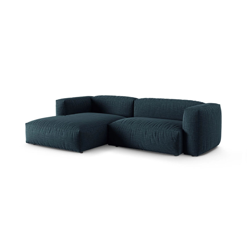 Martina modulares Ecksofa, Linke Seite, Sitztiefe 90 cm, aus Strukturierter Stoff in Blau Jeans (Boston Ocean), 280x176 cm von Micadoni – Bild 3