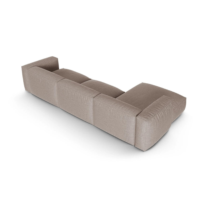 Martina modulares Ecksofa, Linke Seite, Sitztiefe 90 cm, aus Strukturierter Stoff in Dunkelbeige (Boston Trufa), 330x176 cm von Micadoni – Bild 5
