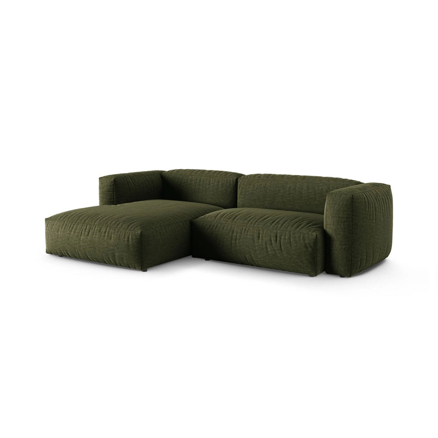 Martina modulares Ecksofa, Linke Seite, Sitztiefe 90 cm, aus Strukturierter Stoff in Grün (Boston Forest), 280x176 cm von Micadoni – Bild 3