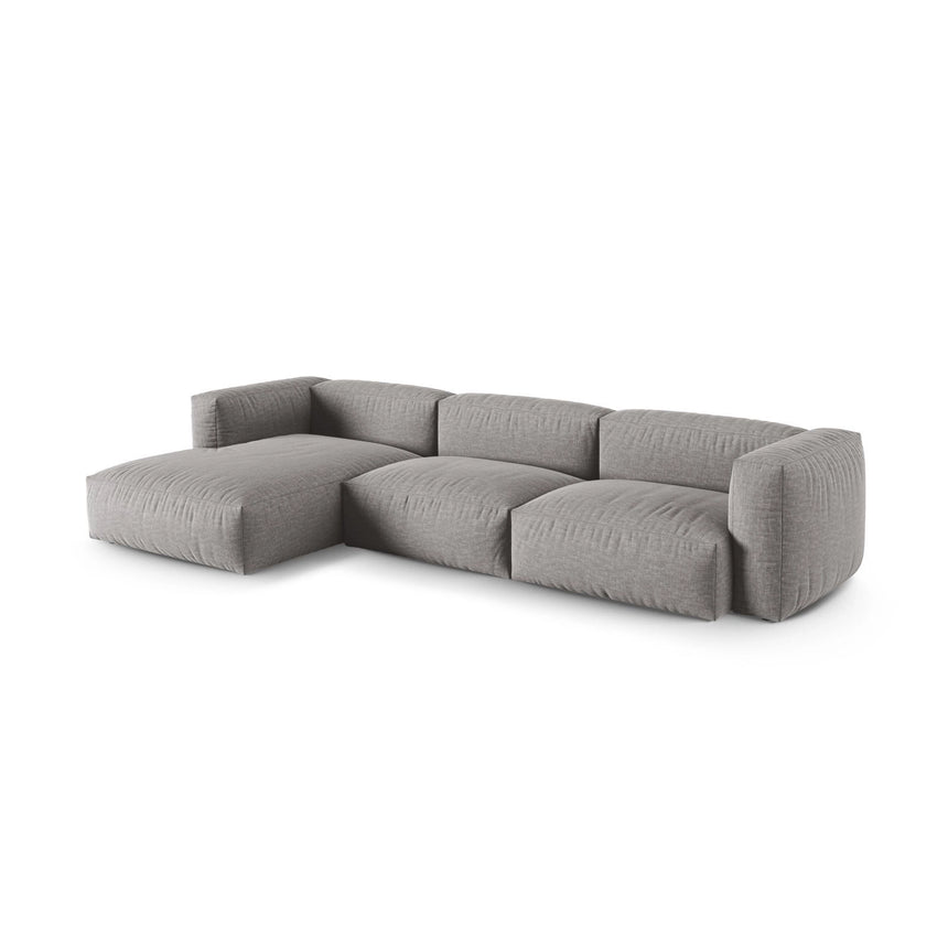 Martina modulares Ecksofa, Linke Seite, Sitztiefe 90 cm, aus Strukturierter Stoff in Hellgrau (Boston Light Grey), 330x176 cm von Micadoni – Bild 3
