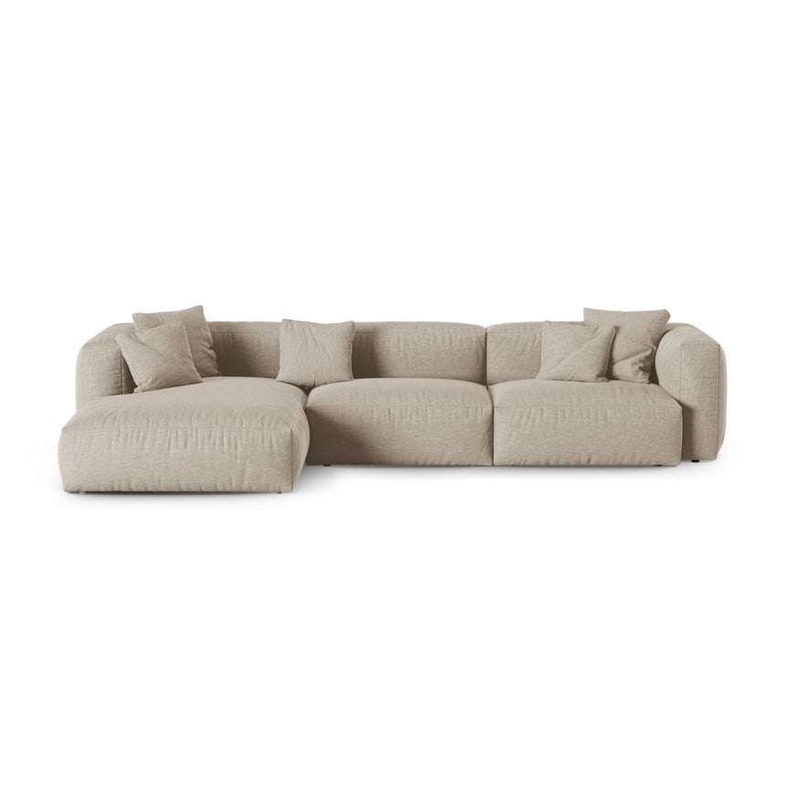 Martina modulares Ecksofa, Linke Seite, Sitztiefe 90 cm, aus Strukturierter Stoff in Leichtes Beige (Boston Toffee), 330x176 cm von Micadoni – Bild 1