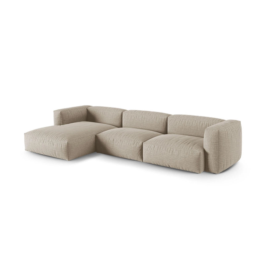 Martina modulares Ecksofa, Linke Seite, Sitztiefe 90 cm, aus Strukturierter Stoff in Leichtes Beige (Boston Toffee), 330x176 cm von Micadoni – Bild 3