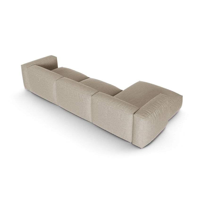 Martina modulares Ecksofa, Linke Seite, Sitztiefe 90 cm, aus Strukturierter Stoff in Leichtes Beige (Boston Toffee), 330x176 cm von Micadoni – Bild 5