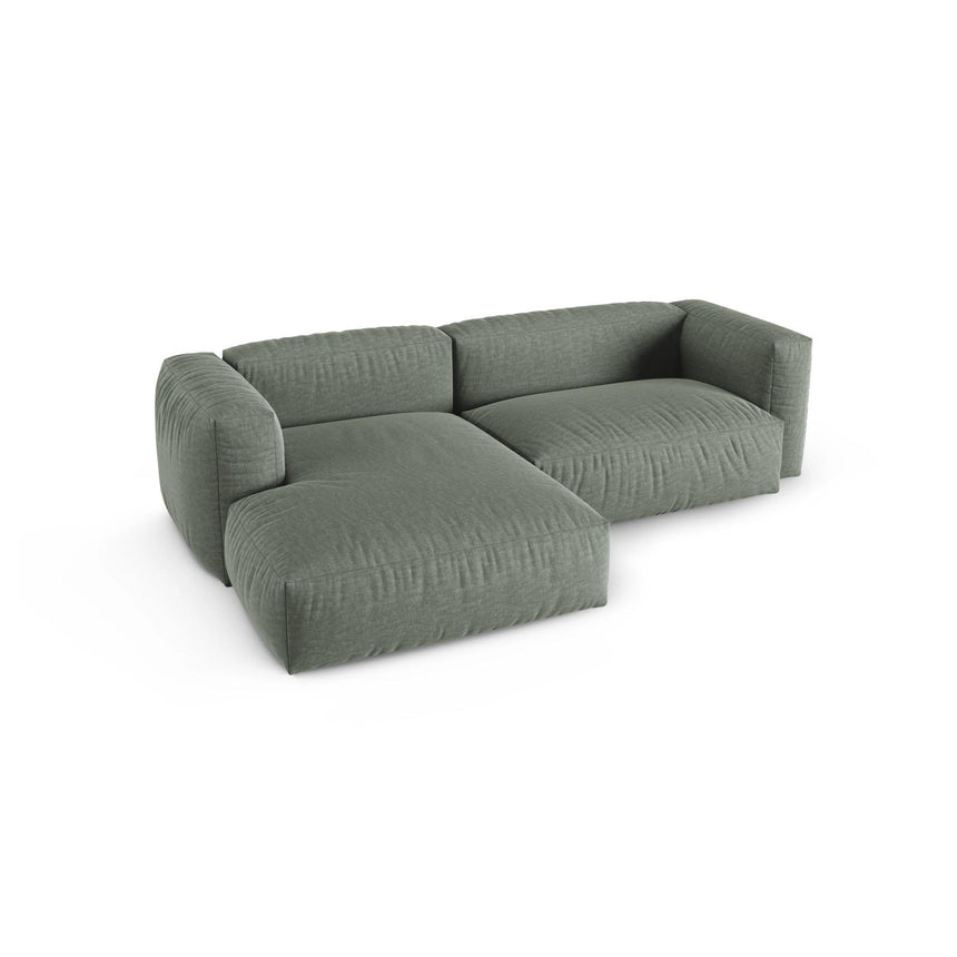 Martina modulares Ecksofa, Linke Seite, Sitztiefe 90 cm, aus Strukturierter Stoff in Moosgrün (Boston Water Green), 280x176 cm von Micadoni – Bild 4