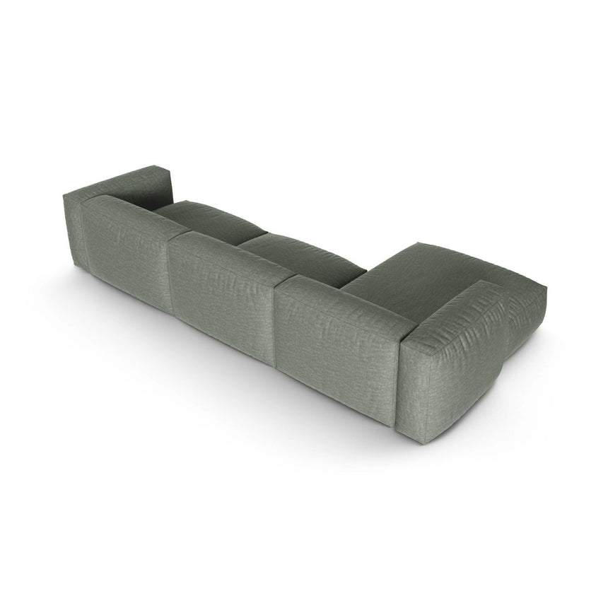 Martina modulares Ecksofa, Linke Seite, Sitztiefe 90 cm, aus Strukturierter Stoff in Moosgrün (Boston Water Green), 330x176 cm von Micadoni – Bild 5