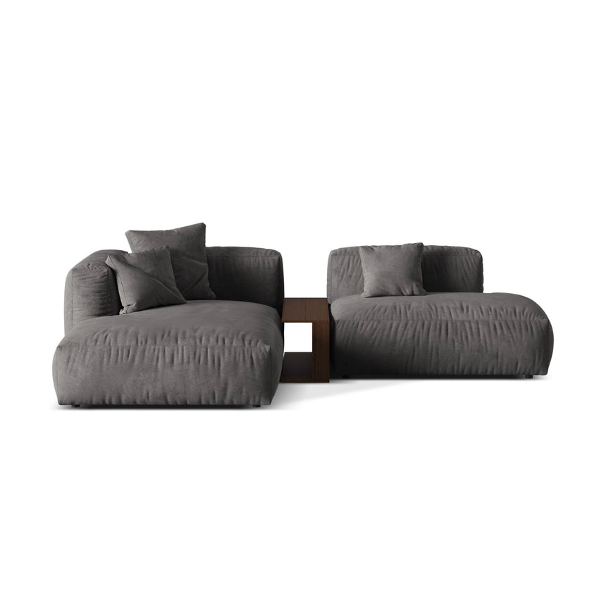 Martina modulares Ecksofa, Linke Seite, aus Samt in Grau (Vogue 15), 285x176 cm
von Micadoni – Bild 1