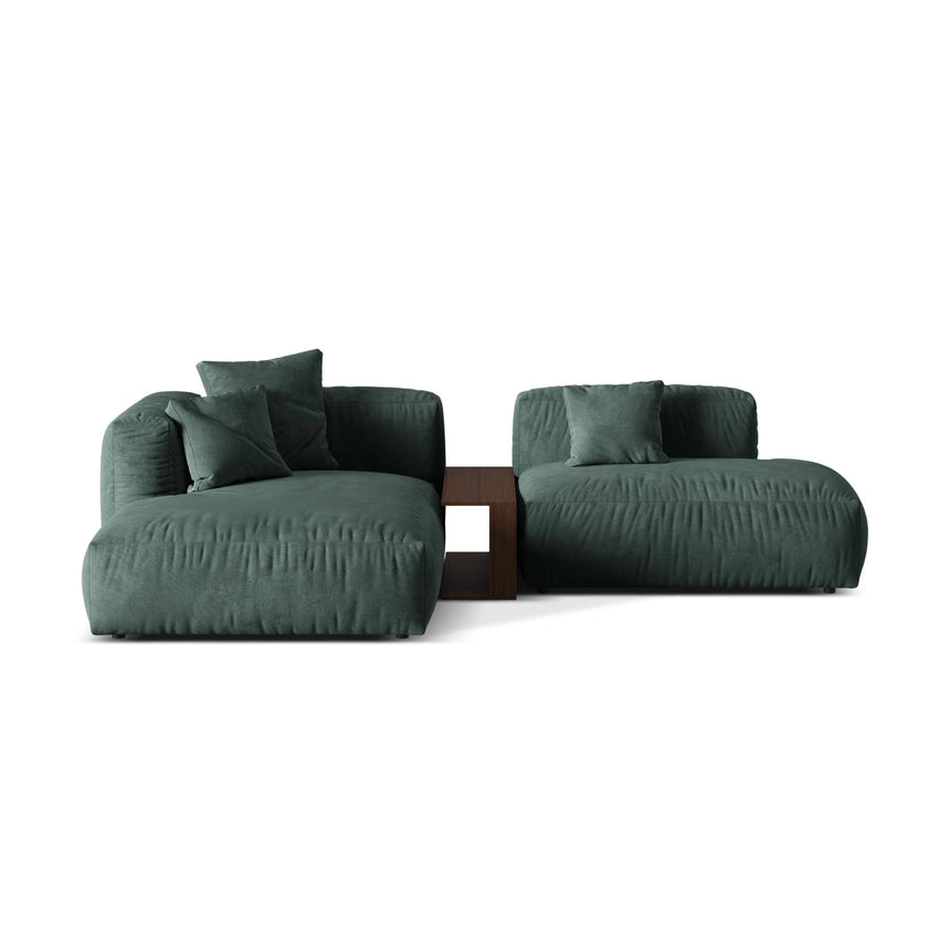Martina modulares Ecksofa, Linke Seite, aus Samt in Petrol (Vogue 12), 285x176 cm
von Micadoni – Bild 1
