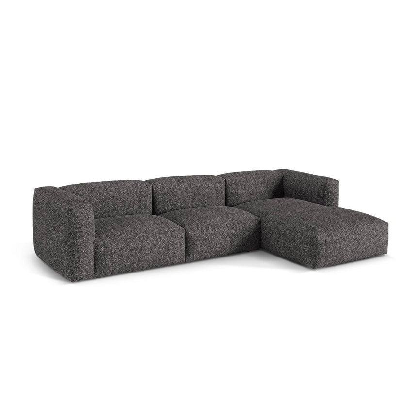 Martina modulares Ecksofa, Rechte Seite, Sitztiefe 76 cm, aus Boucle in Anthrazit (Monet Anthracite), 330x176 cm von Micadoni – Bild 3