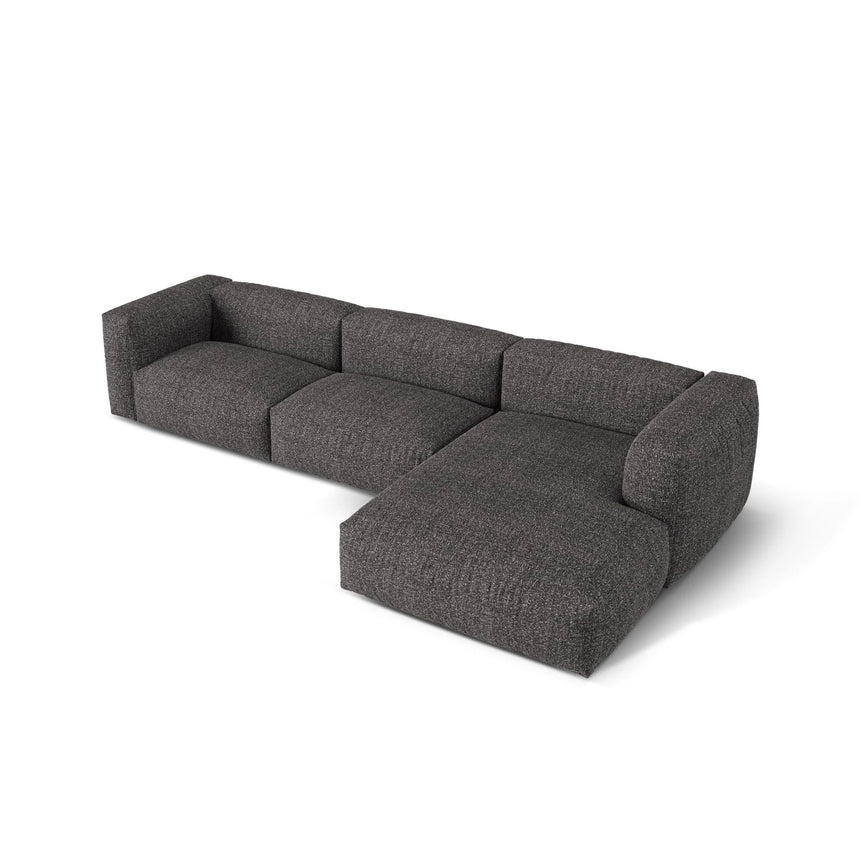 Martina modulares Ecksofa, Rechte Seite, Sitztiefe 76 cm, aus Boucle in Anthrazit (Monet Anthracite), 330x176 cm von Micadoni – Bild 4