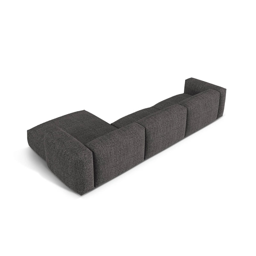 Martina modulares Ecksofa, Rechte Seite, Sitztiefe 76 cm, aus Boucle in Anthrazit (Monet Anthracite), 330x176 cm von Micadoni – Bild 5