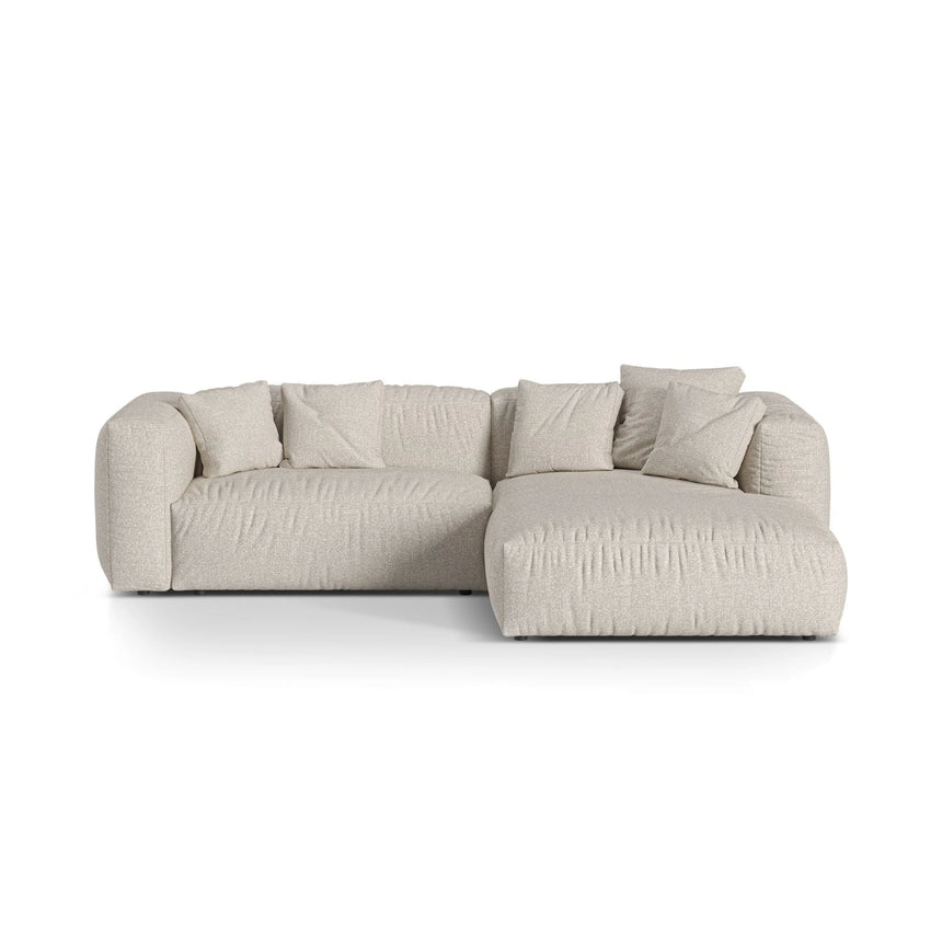 Martina modulares Ecksofa, Rechte Seite, Sitztiefe 76 cm, aus Boucle in Beige (Monet Sand), 280x176 cm von Micadoni – Bild 1