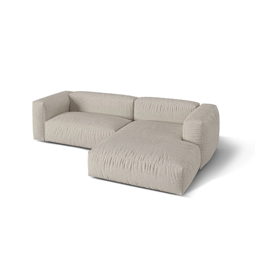 Martina modulares Ecksofa, Rechte Seite, Sitztiefe 76 cm, aus Boucle in Beige (Monet Sand), 280x176 cm von Micadoni – Bild 4