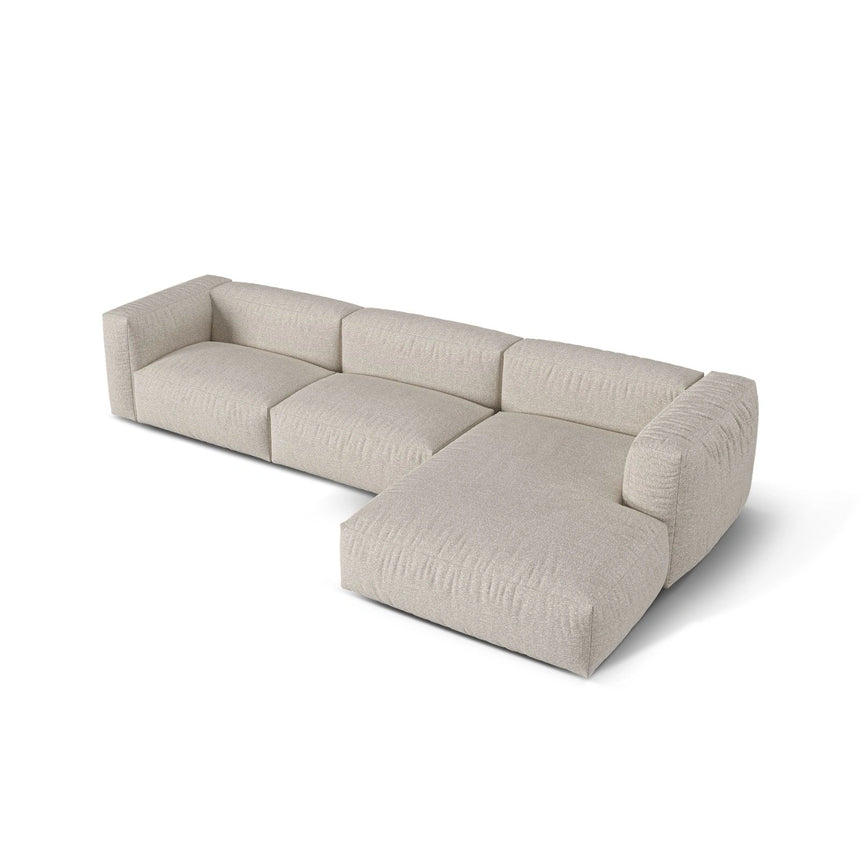 Martina modulares Ecksofa, Rechte Seite, Sitztiefe 76 cm, aus Boucle in Beige (Monet Sand), 330x176 cm von Micadoni – Bild 4