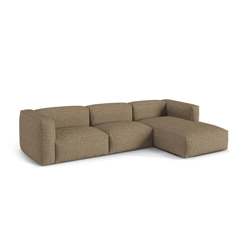 Martina modulares Ecksofa, Rechte Seite, Sitztiefe 76 cm, aus Boucle in Cappuccino (Monet Cappucino), 330x176 cm von Micadoni – Bild 3