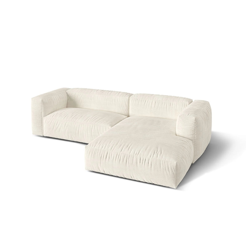Martina modulares Ecksofa, Rechte Seite, Sitztiefe 76 cm, aus Boucle in Elfenbein (Monet Nata), 280x176 cm von Micadoni – Bild 4