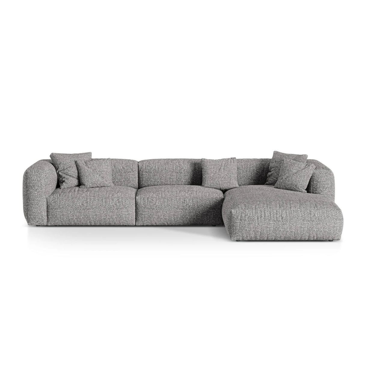 Martina modulares Ecksofa, Rechte Seite, Sitztiefe 76 cm, aus Boucle in Graphit (Monet Graphite), 330x176 cm von Micadoni – Bild 1