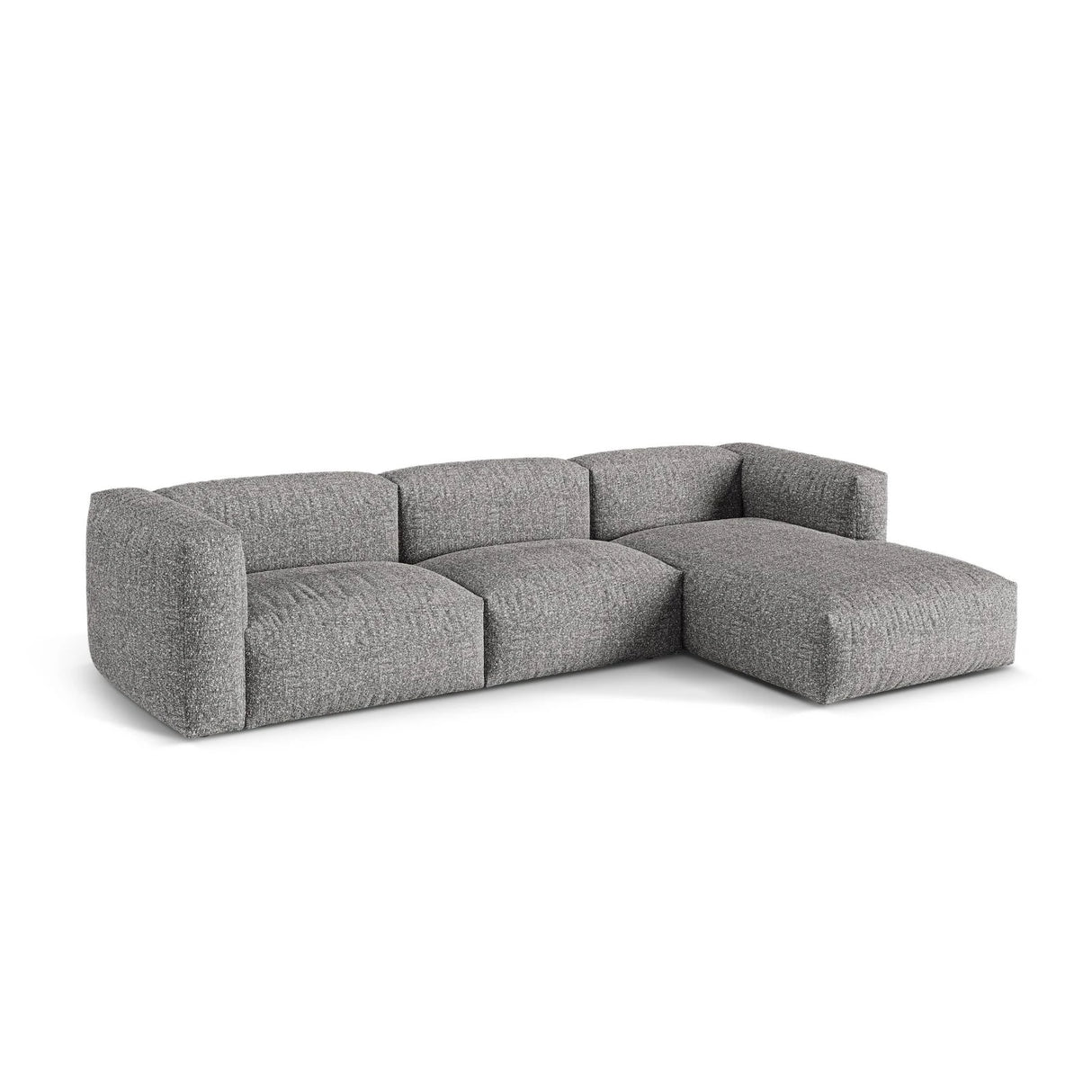 Martina modulares Ecksofa, Rechte Seite, Sitztiefe 76 cm, aus Boucle in Graphit (Monet Graphite), 330x176 cm von Micadoni – Bild 3