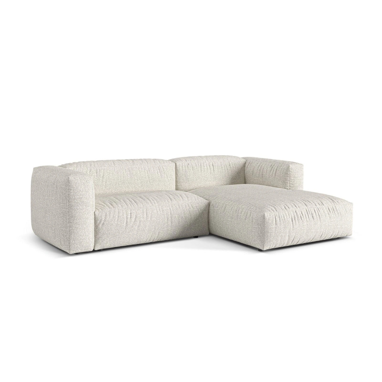Martina modulares Ecksofa, Rechte Seite, Sitztiefe 76 cm, aus Boucle in Grau Beige meliert (Monet Pearl), 280x176 cm von Micadoni – Bild 3