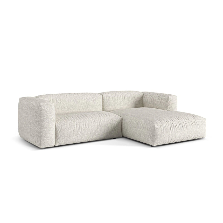 Martina modulares Ecksofa, Rechte Seite, Sitztiefe 76 cm, aus Boucle in Grau Beige meliert (Monet Pearl), 280x176 cm von Micadoni – Bild 3