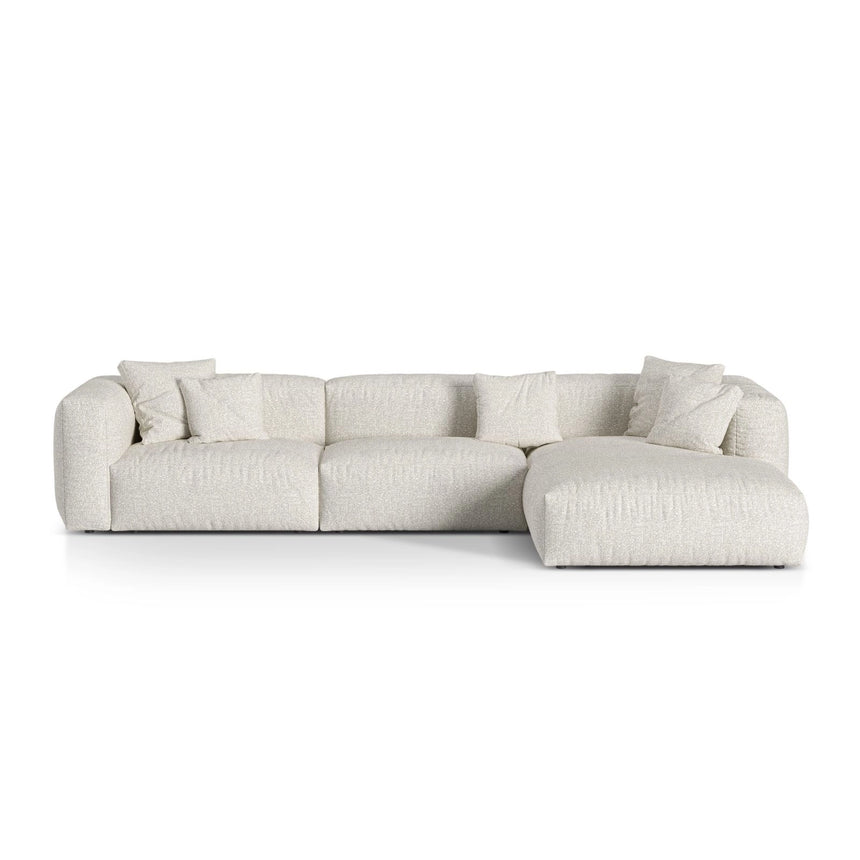 Martina modulares Ecksofa, Rechte Seite, Sitztiefe 76 cm, aus Boucle in Grau Beige meliert (Monet Pearl), 330x176 cm von Micadoni – Bild 1