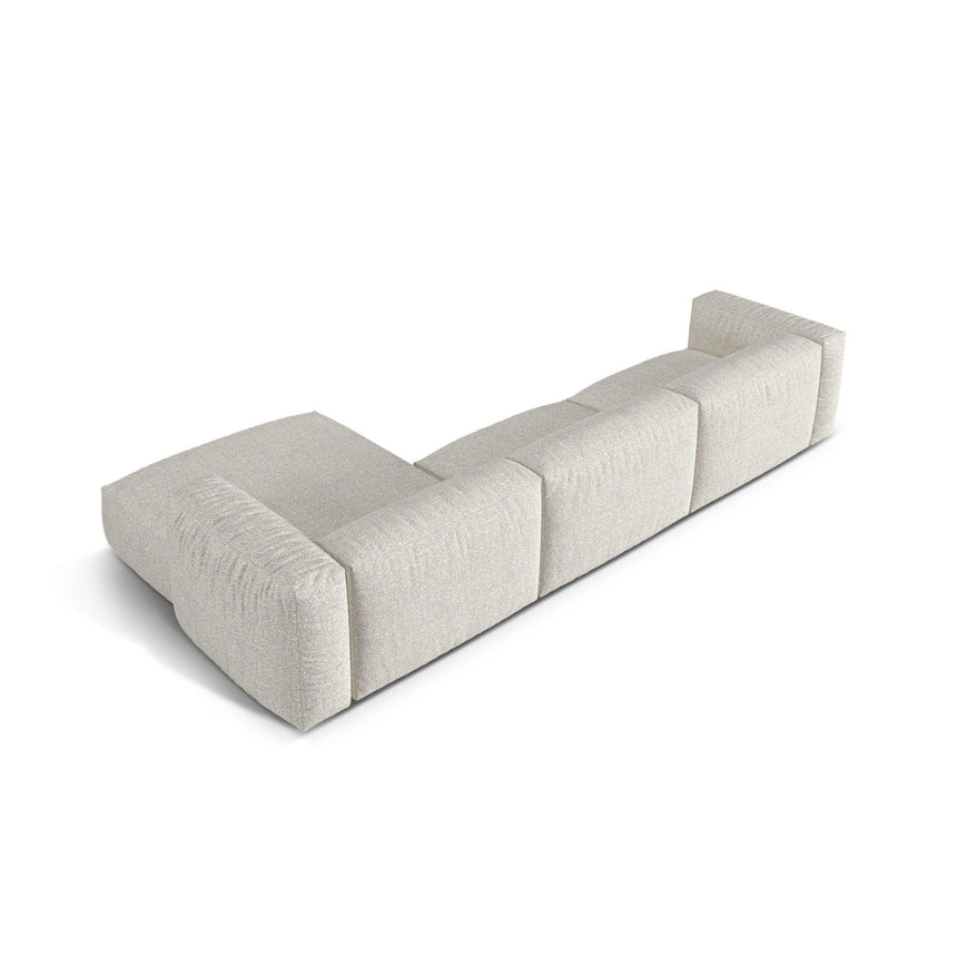 Martina modulares Ecksofa, Rechte Seite, Sitztiefe 76 cm, aus Boucle in Grau Beige meliert (Monet Pearl), 330x176 cm von Micadoni – Bild 5