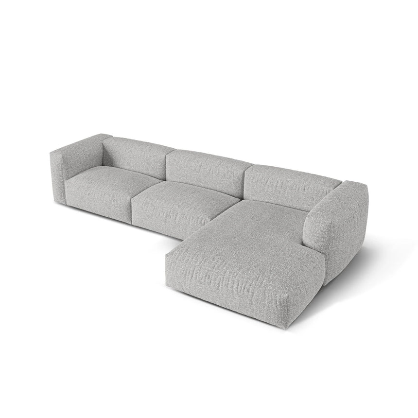 Martina modulares Ecksofa, Rechte Seite, Sitztiefe 76 cm, aus Boucle in Silber (Monet Silver), 330x176 cm von Micadoni – Bild 4