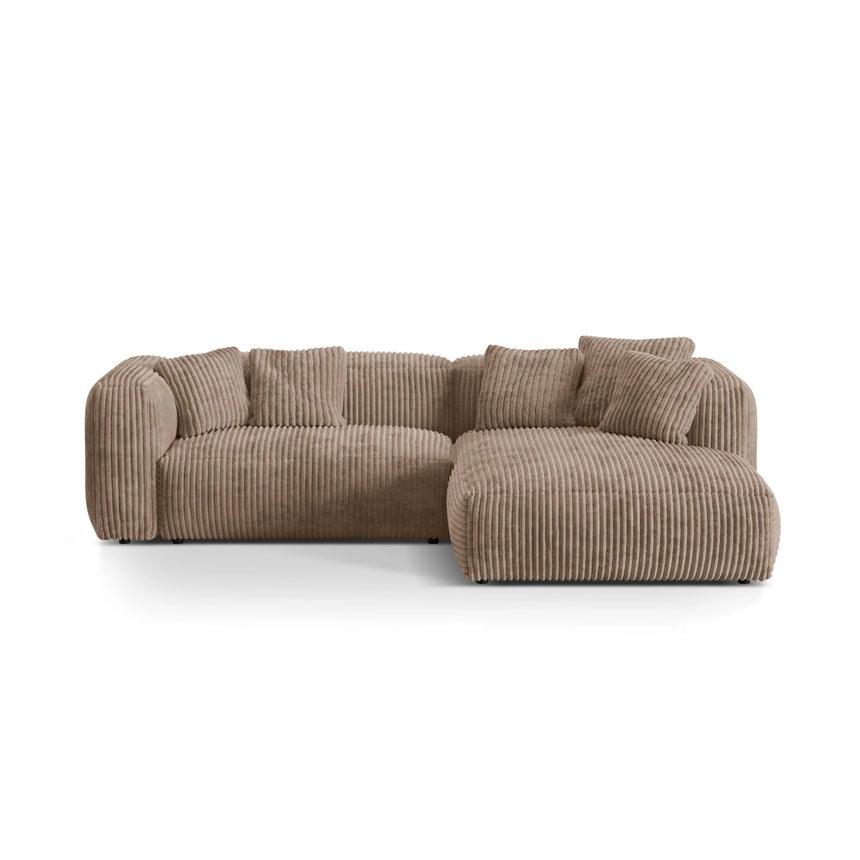 Martina modulares Ecksofa, Rechte Seite, Sitztiefe 76 cm, aus Cord in Acorn (Tilia 17), 280x176 cm von Micadoni – Bild 1