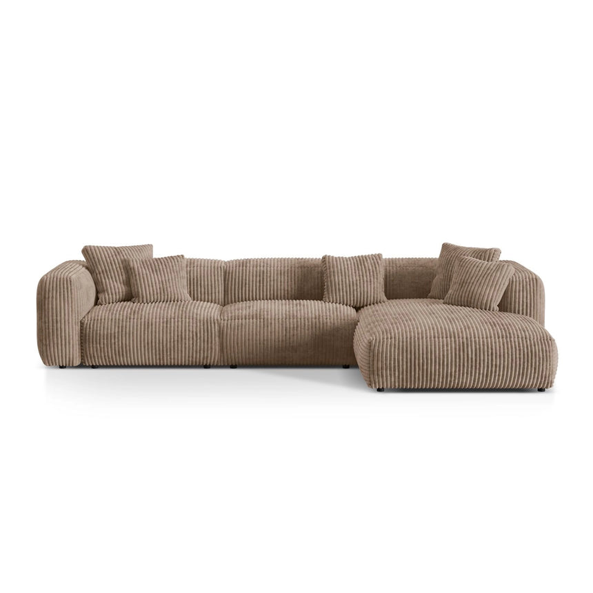 Martina modulares Ecksofa, Rechte Seite, Sitztiefe 76 cm, aus Cord in Acorn (Tilia 17), 330x176 cm von Micadoni – Bild 1