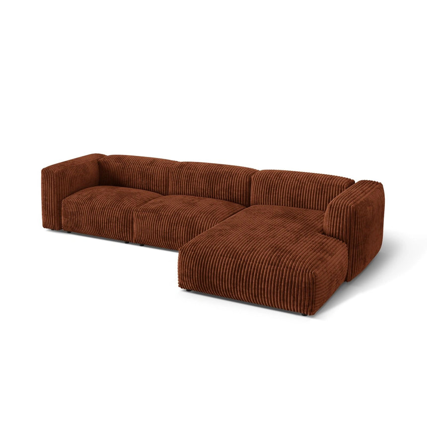 Martina modulares Ecksofa, Rechte Seite, Sitztiefe 76 cm, aus Cord in Brick (Tilia 52), 330x176 cm von Micadoni – Bild 4