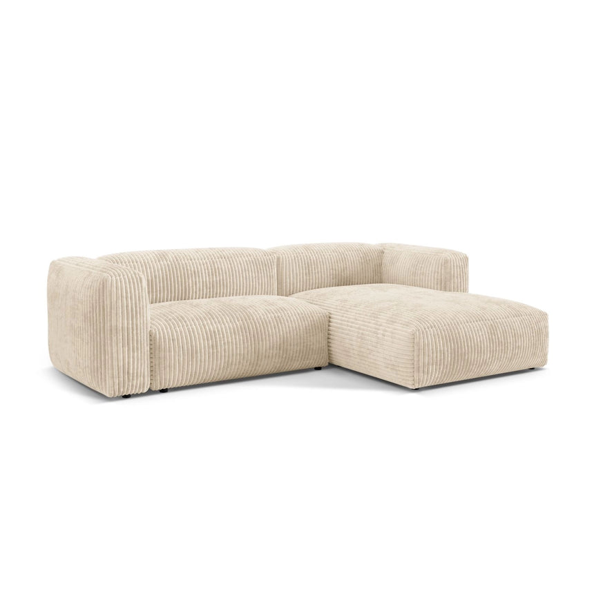 Martina modulares Ecksofa, Rechte Seite, Sitztiefe 76 cm, aus Cord in Leichtes Beige (Tilia 03), 280x176 cm von Micadoni – Bild 3