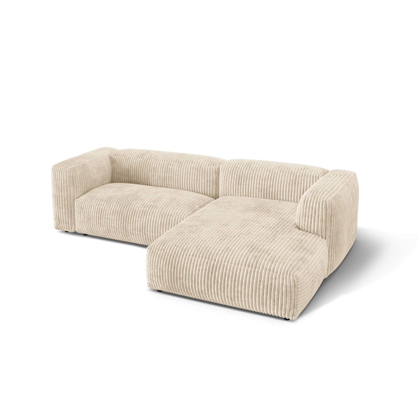 Martina modulares Ecksofa, Rechte Seite, Sitztiefe 76 cm, aus Cord in Leichtes Beige (Tilia 03), 280x176 cm von Micadoni – Bild 4