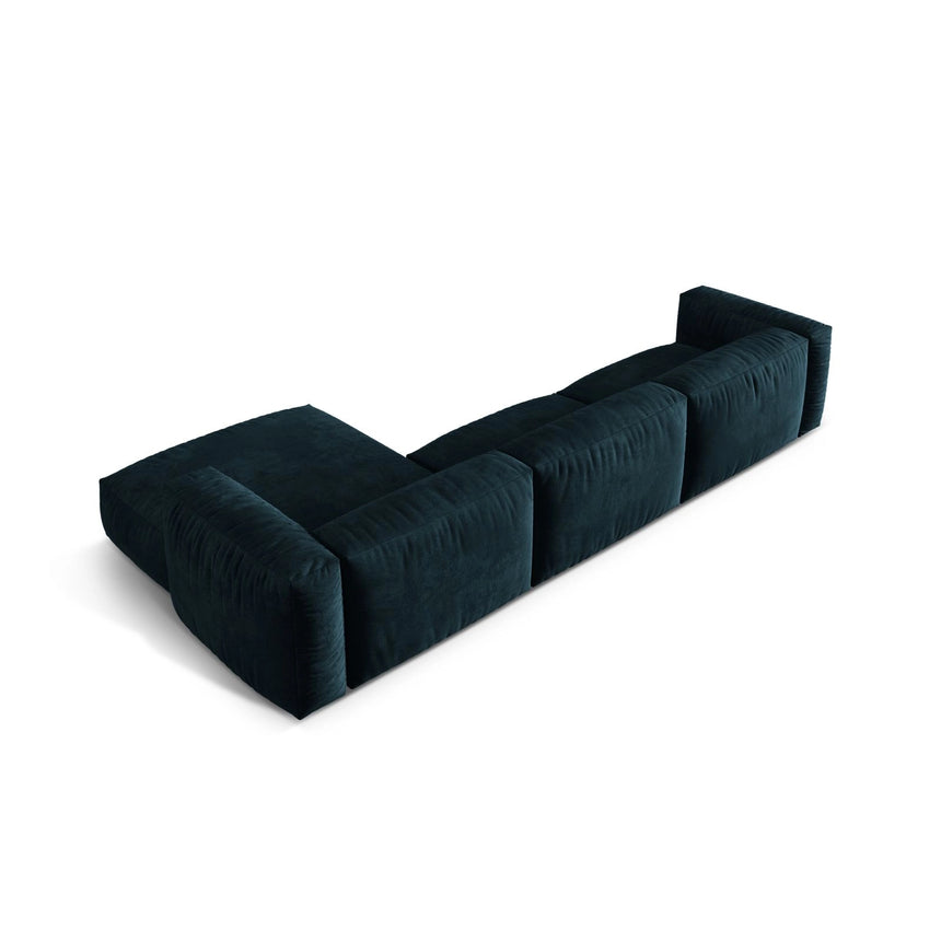 Martina modulares Ecksofa, Rechte Seite, Sitztiefe 76 cm, aus Samt in Deep Petrol (Vogue 13), 330x176 cm von Micadoni – Bild 5