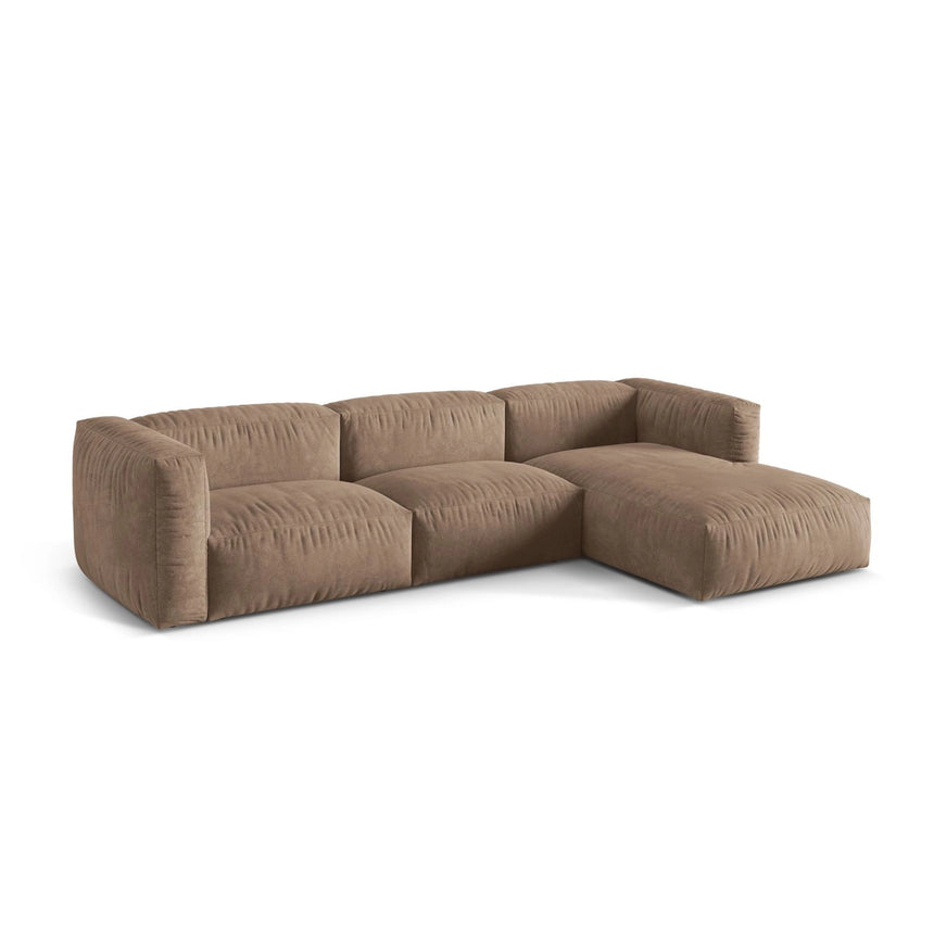 Martina modulares Ecksofa, Rechte Seite, Sitztiefe 76 cm, aus Samt in Dunkelbeige (Vogue 3), 330x176 cm von Micadoni – Bild 3